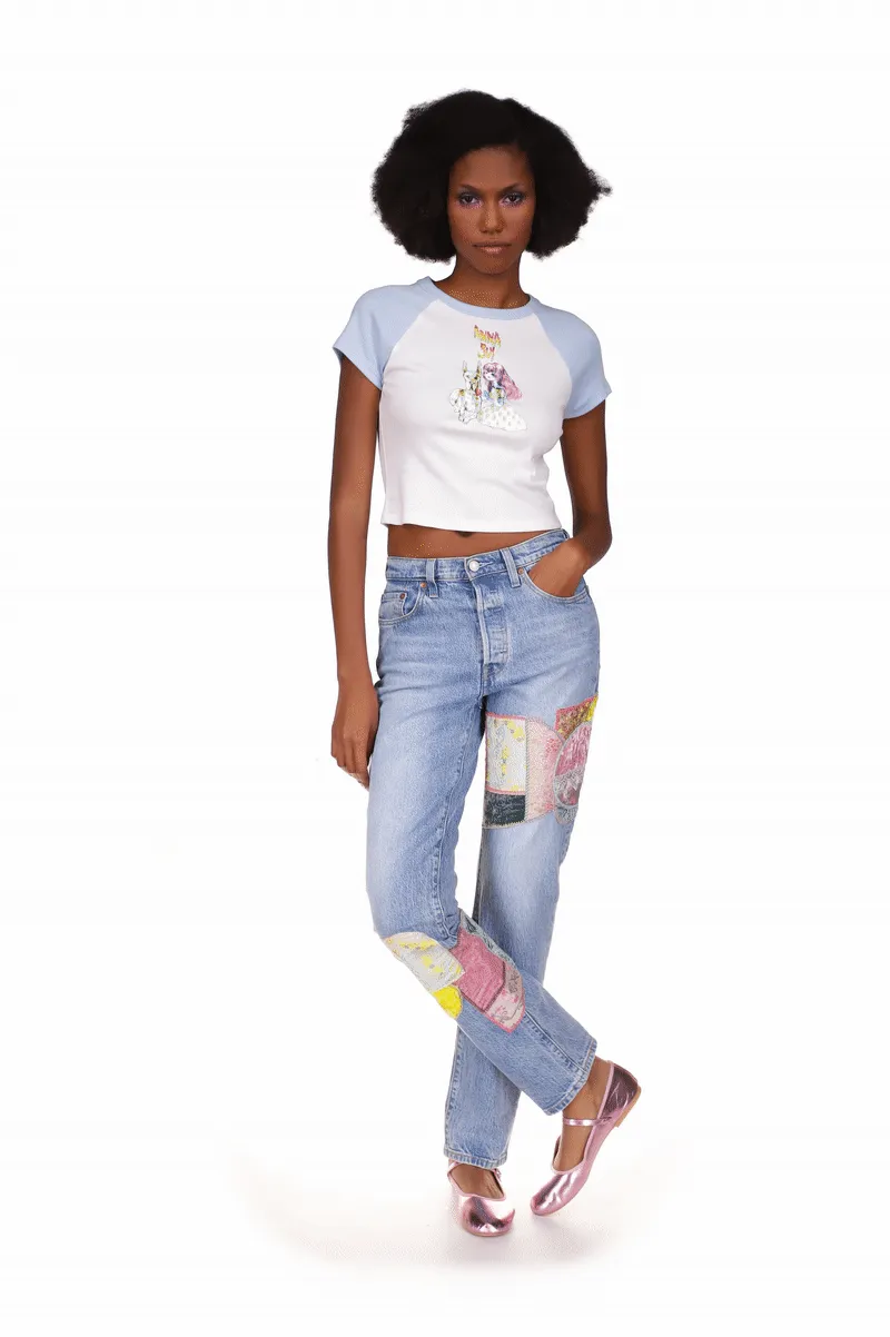 Micro Ribbed Raglan Baby Tee Annasui