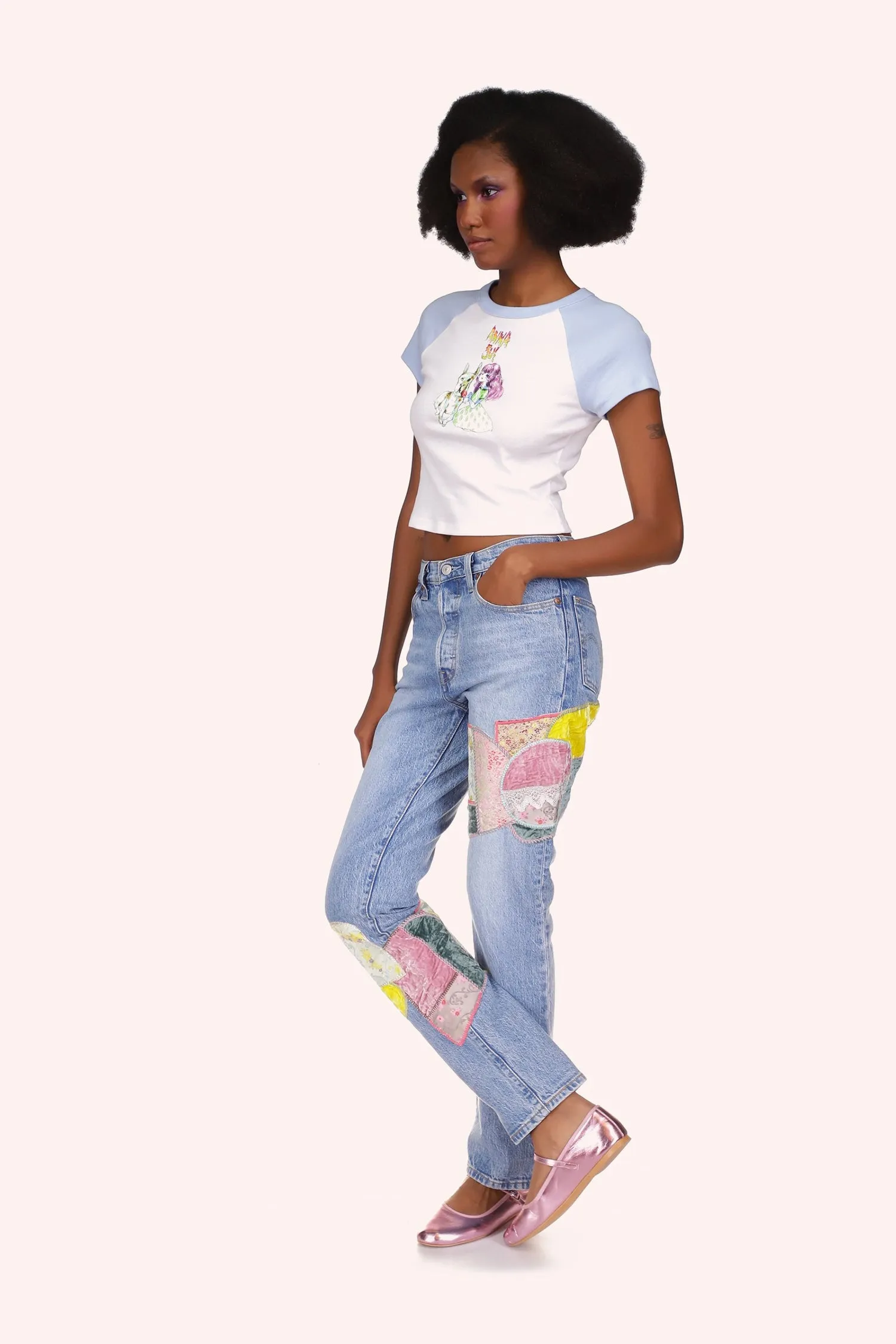 Micro Ribbed Raglan Baby Tee Annasui
