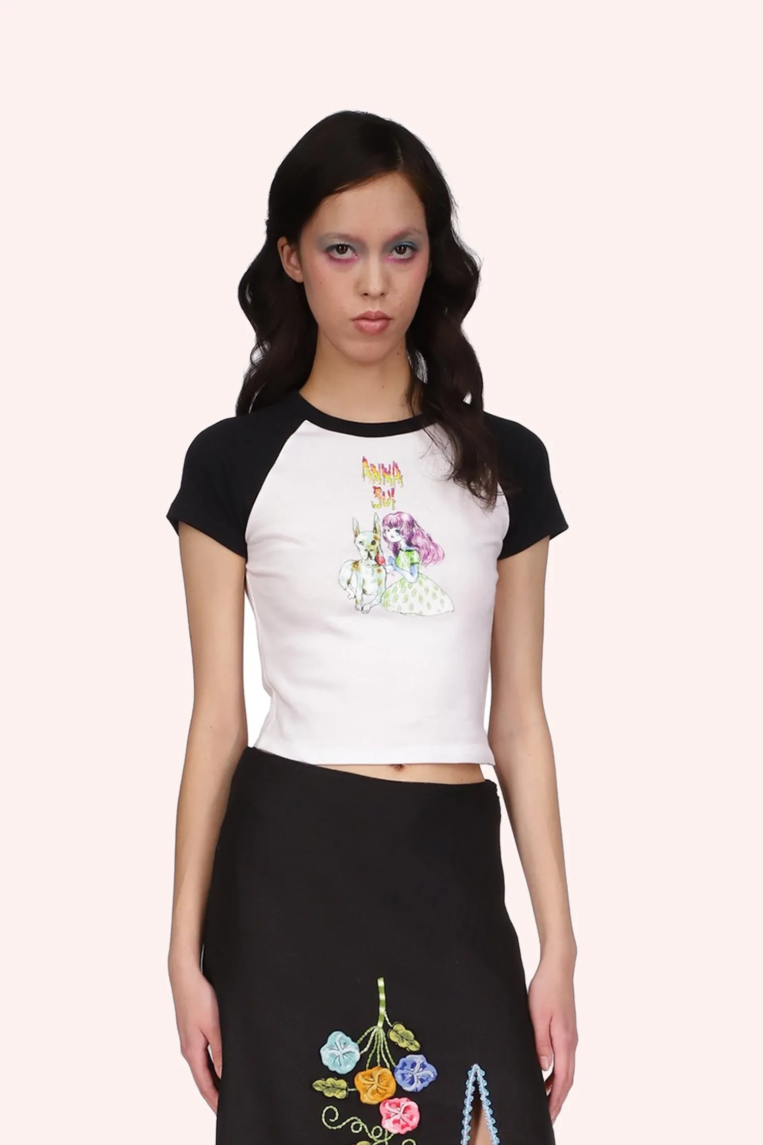 Micro Ribbed Raglan Baby Tee Annasui