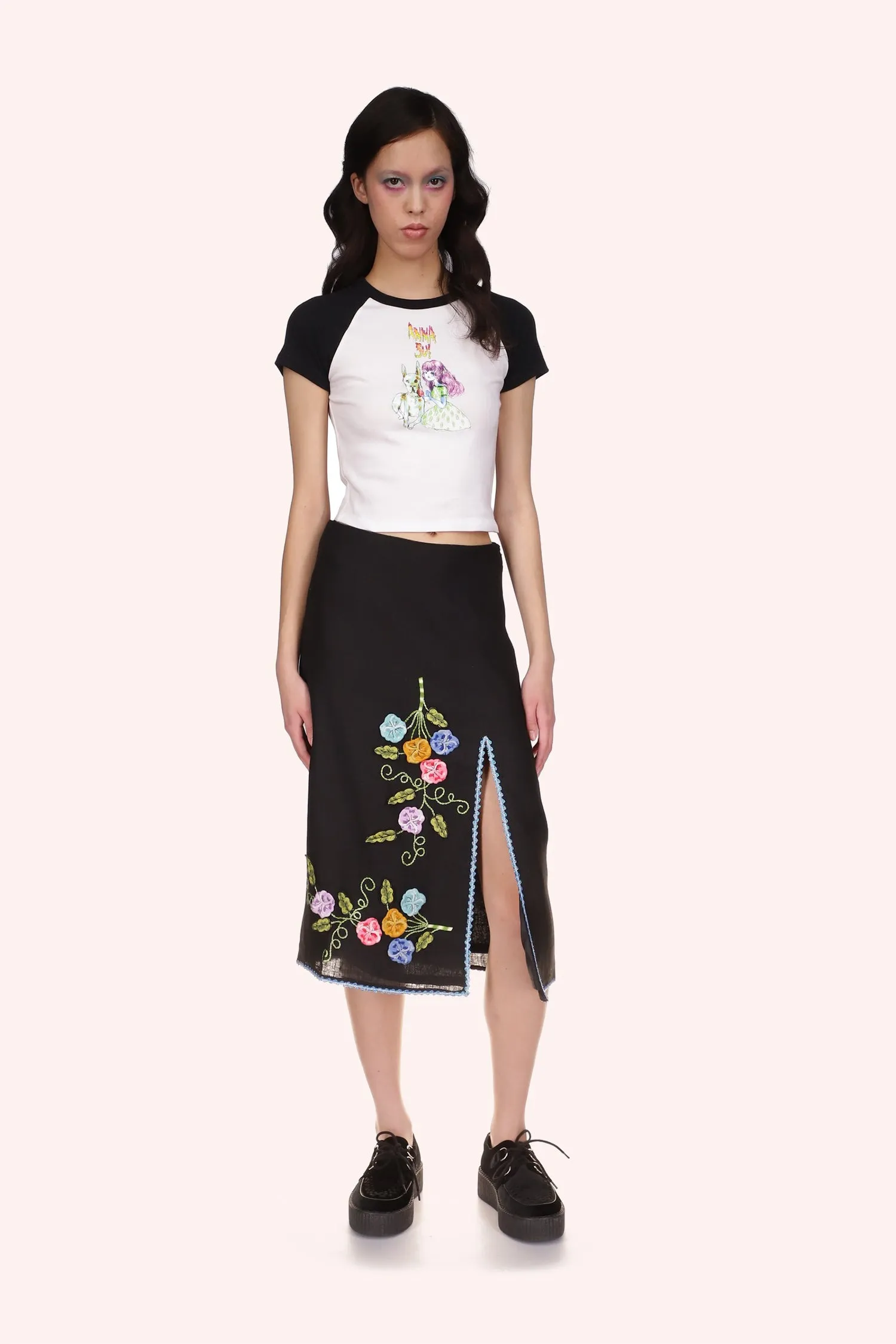 Micro Ribbed Raglan Baby Tee Annasui