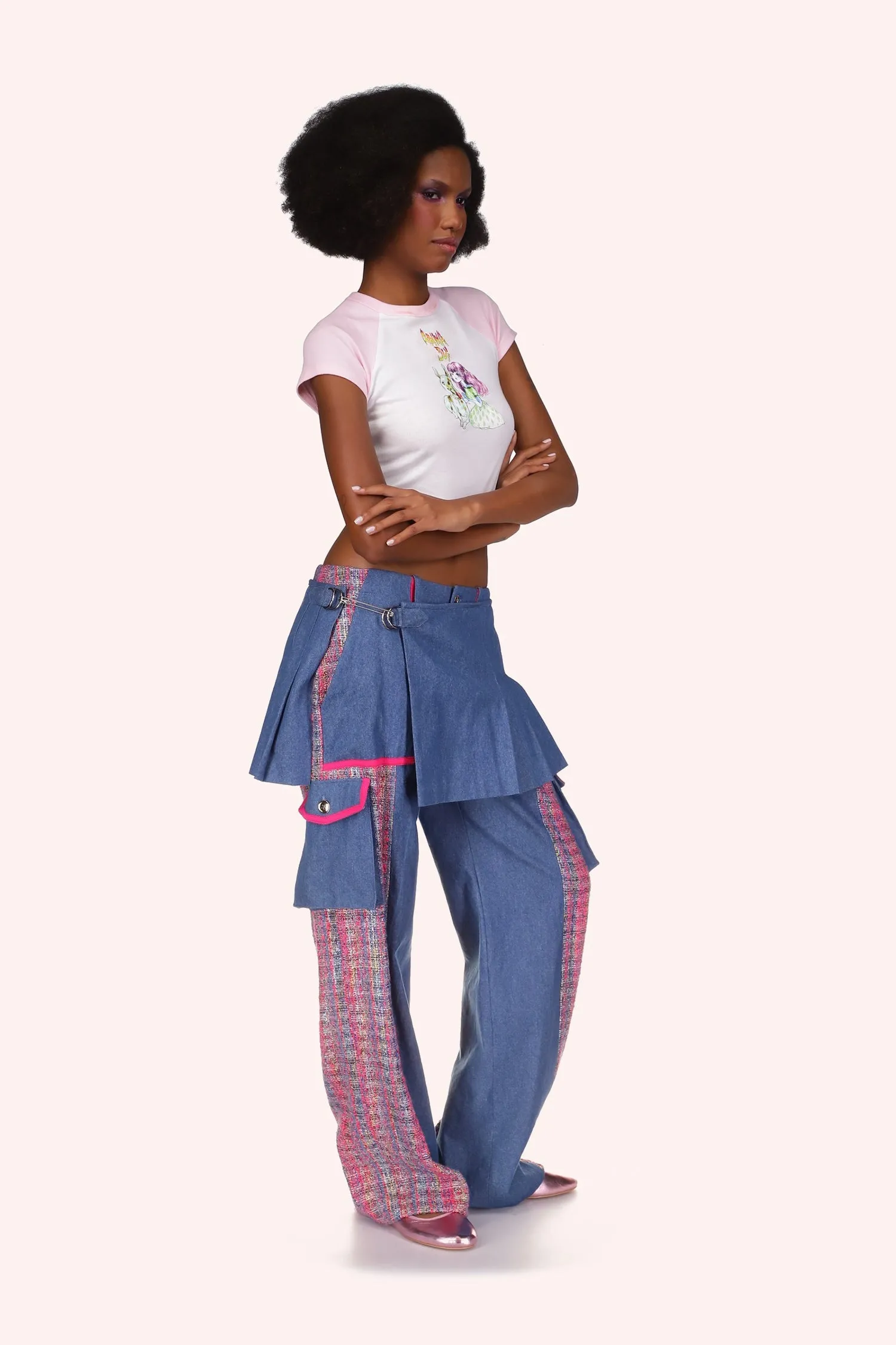 Micro Ribbed Raglan Baby Tee Pink Annasui
