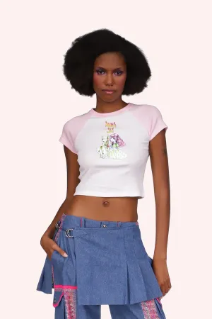 Micro Ribbed Raglan Baby Tee Pink Annasui