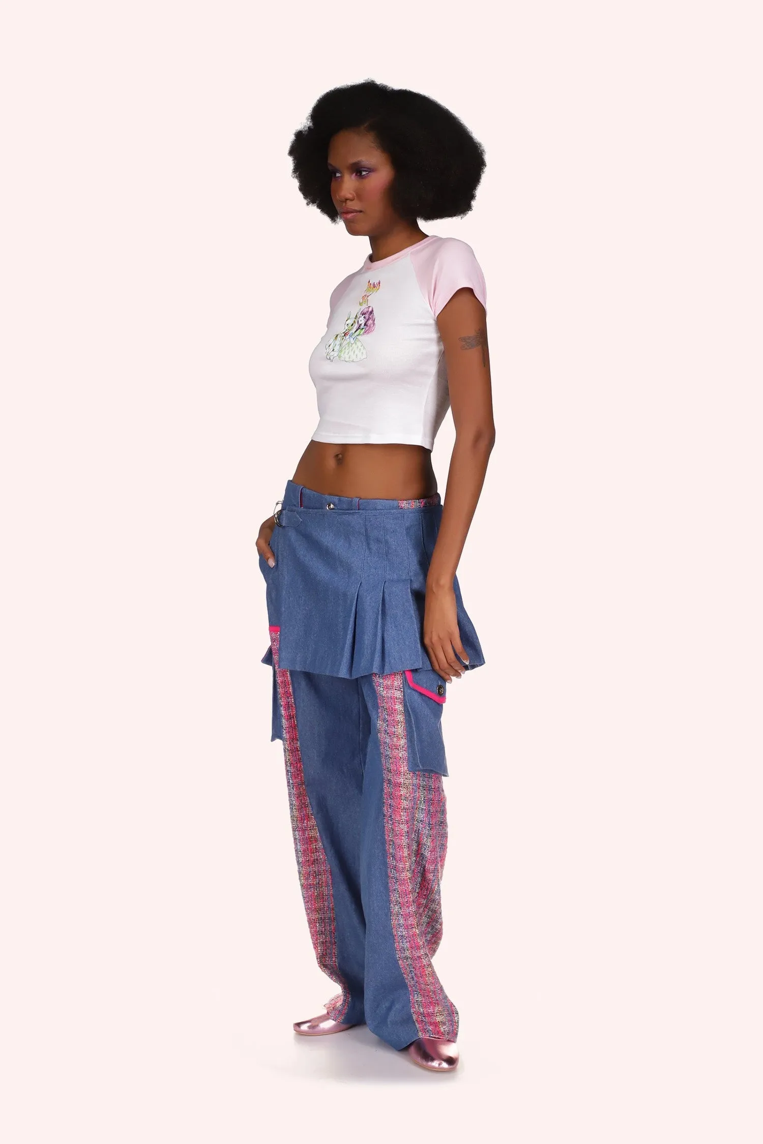 Micro Ribbed Raglan Baby Tee Pink Annasui