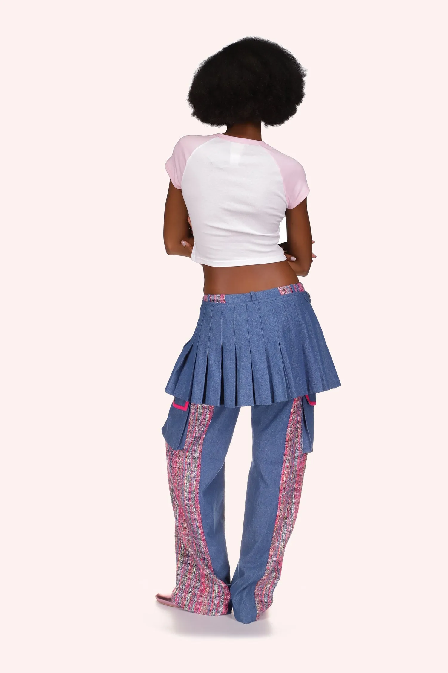Micro Ribbed Raglan Baby Tee Pink Annasui