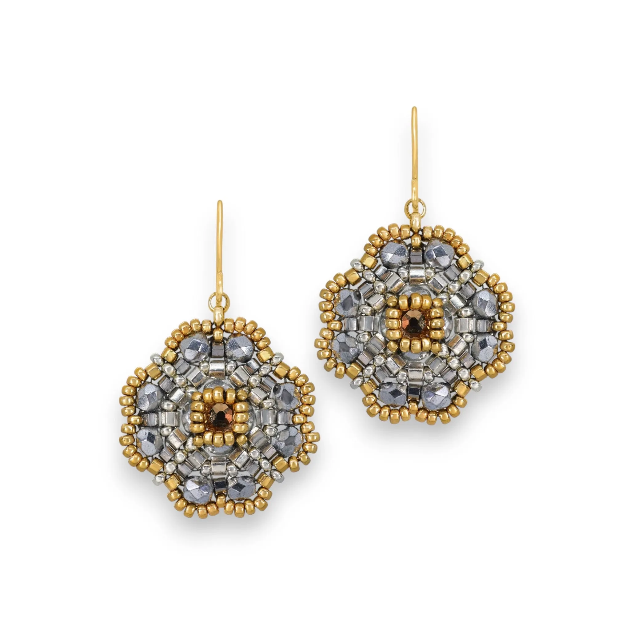 MIGUEL ASES - MIYUKE CRYSTAL BEAD PYRITE EARRINGS