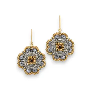MIGUEL ASES - MIYUKE CRYSTAL BEAD PYRITE EARRINGS