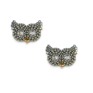 MIGUEL ASES - OWL STUD EARRINGS WITH SWAROVSKI CRYSTAL