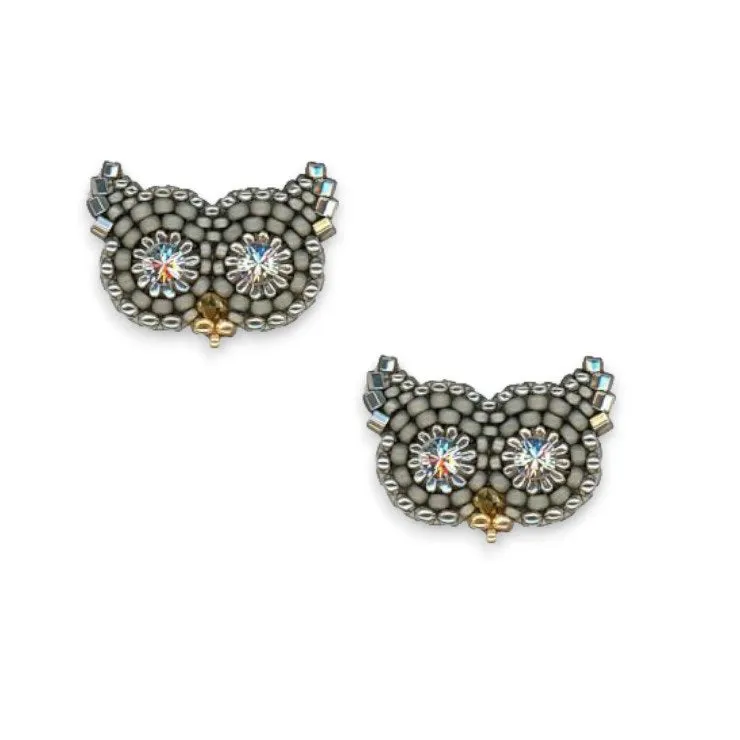 MIGUEL ASES - OWL STUD EARRINGS WITH SWAROVSKI CRYSTAL