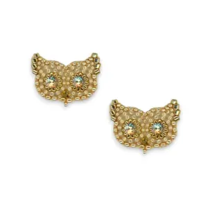 MIGUEL ASES - OWL STUD EARRINGS WITH SWAROVSKI CRYSTALS