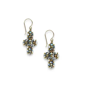 MIGUEL ASES - PYRITE MIYUKI CROSS EARRINGS