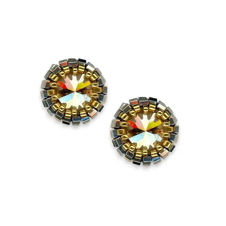 MIGUEL ASES - SWAROVSKI MIYUKI POST EARRINGS