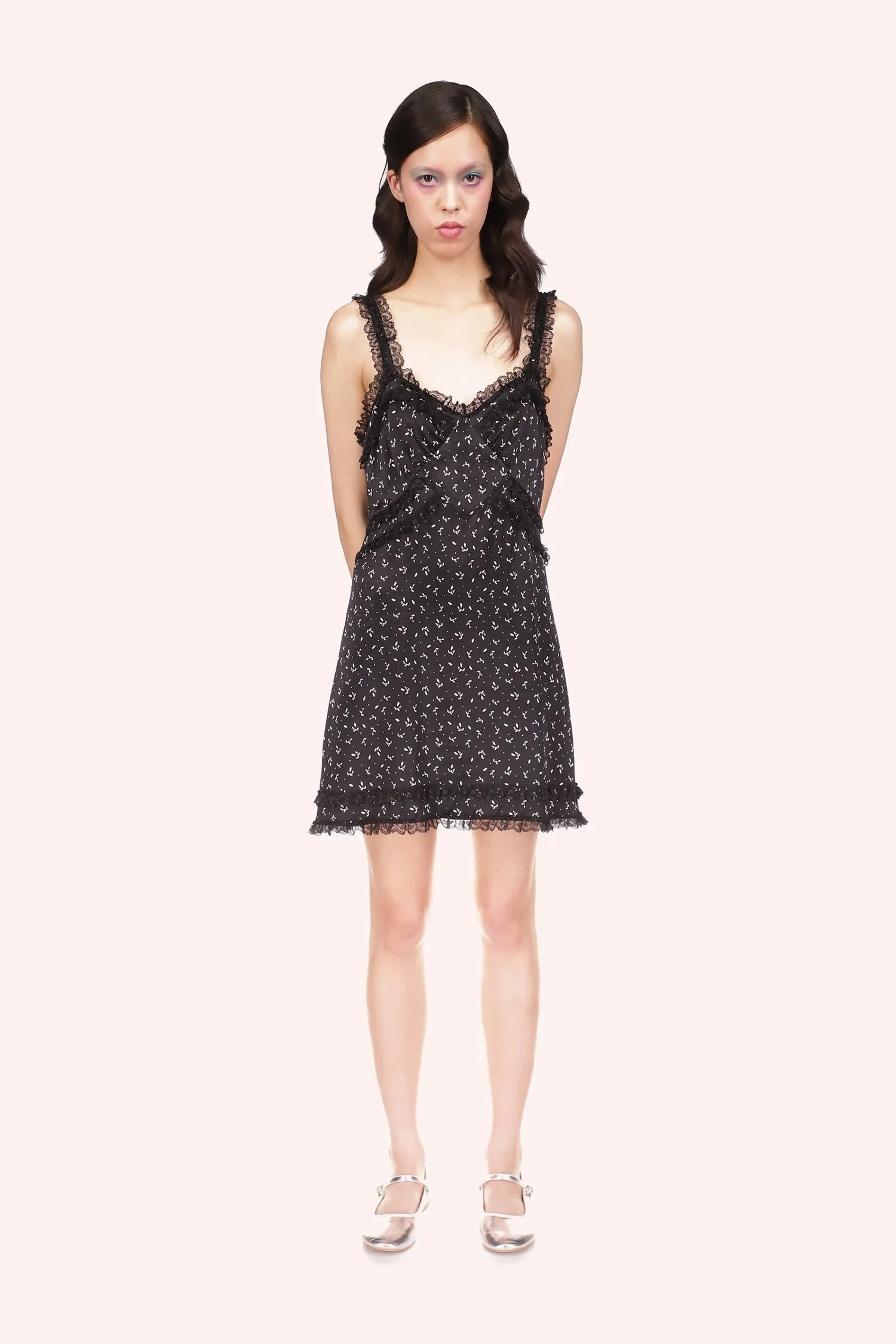 Mini Rosebud Satin Mini Dress Annasui
