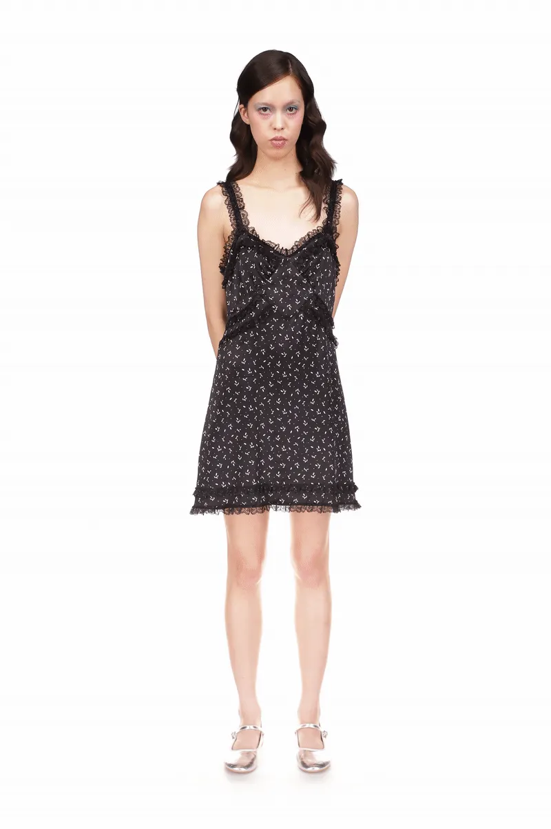 Mini Rosebud Satin Mini Dress Annasui