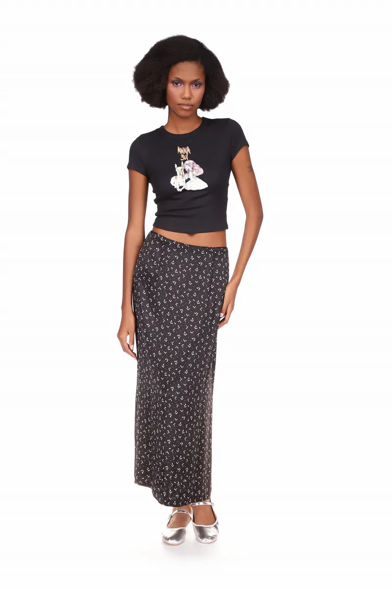 Mini Rosebud Satin Skirt Annasui