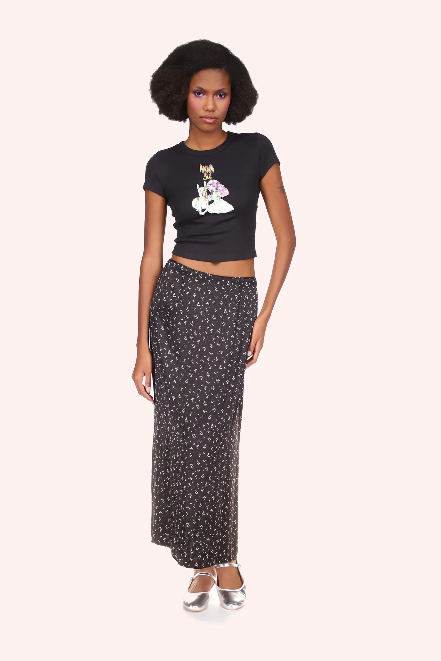 Mini Rosebud Satin Skirt Annasui