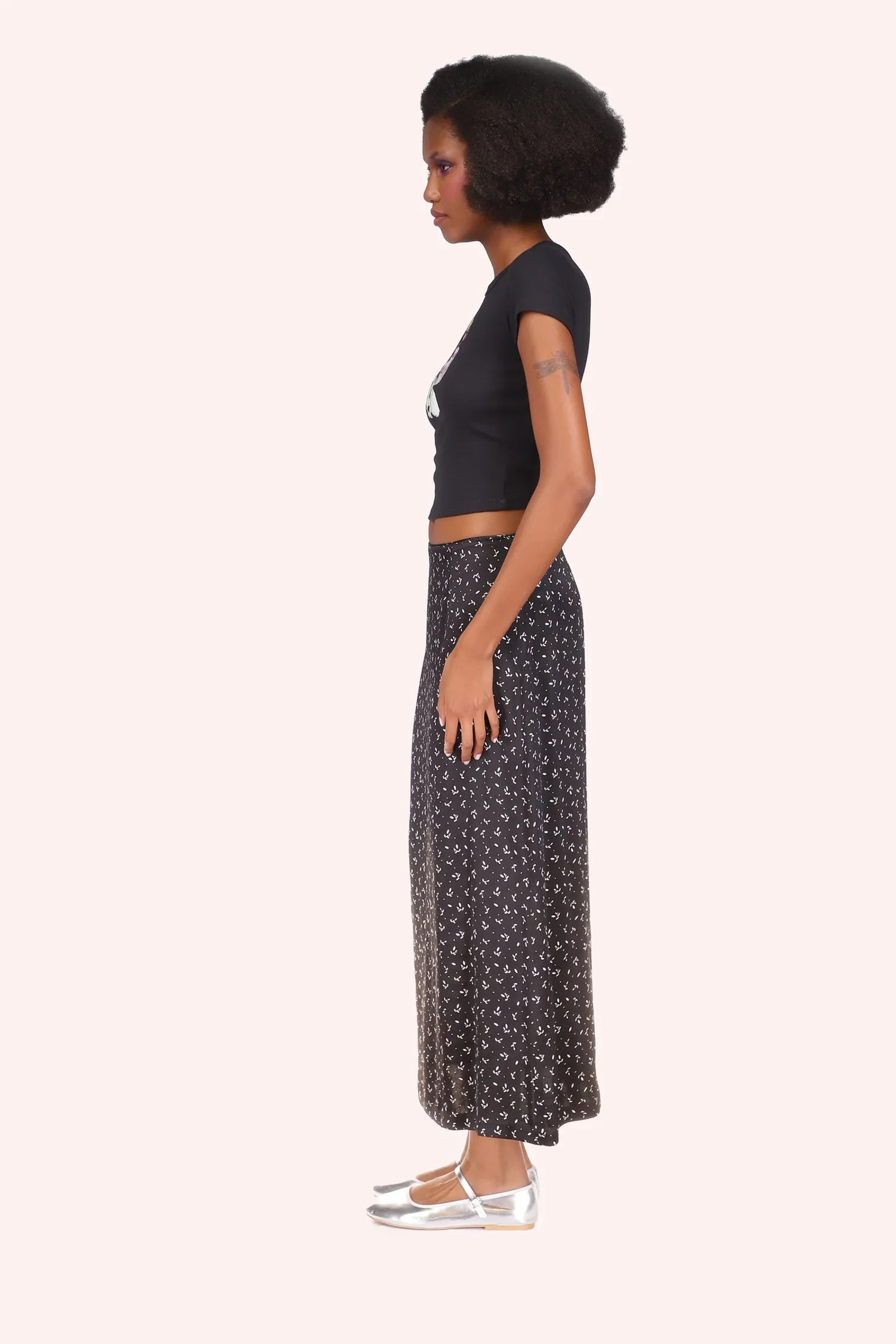 Mini Rosebud Satin Skirt Annasui