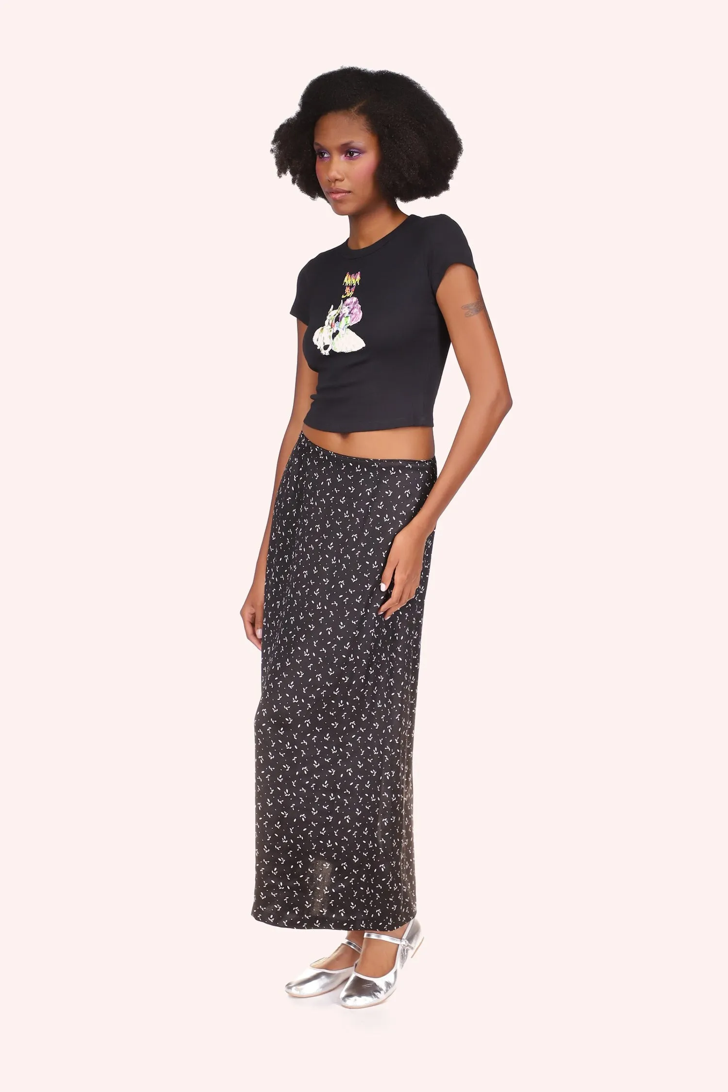 Mini Rosebud Satin Skirt Annasui