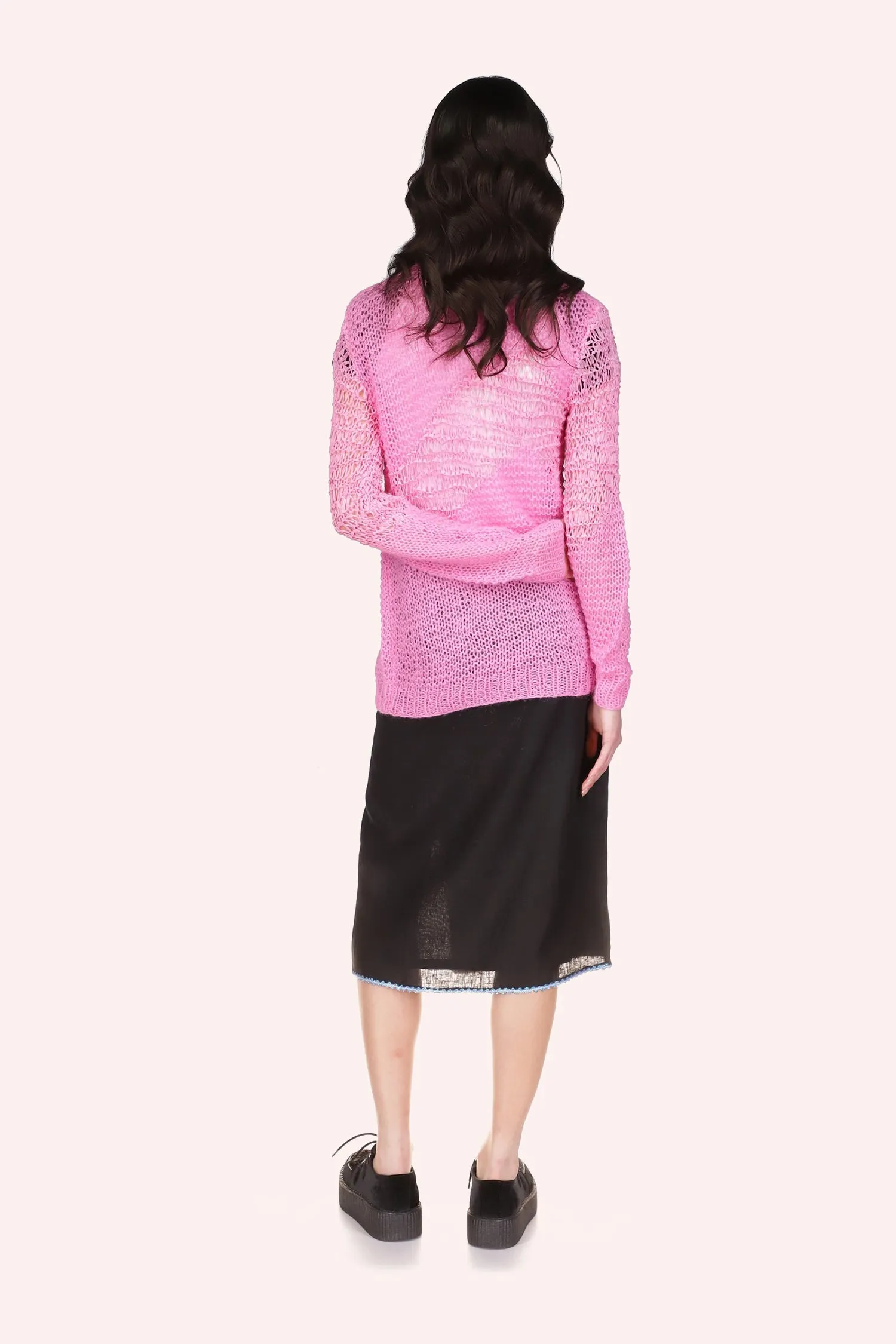 Mohair Tape Yarn Knit Cardigan Annasui