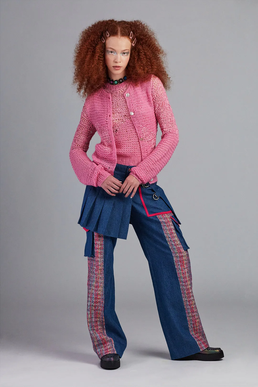 Mohair Tape Yarn Knit Cardigan Annasui