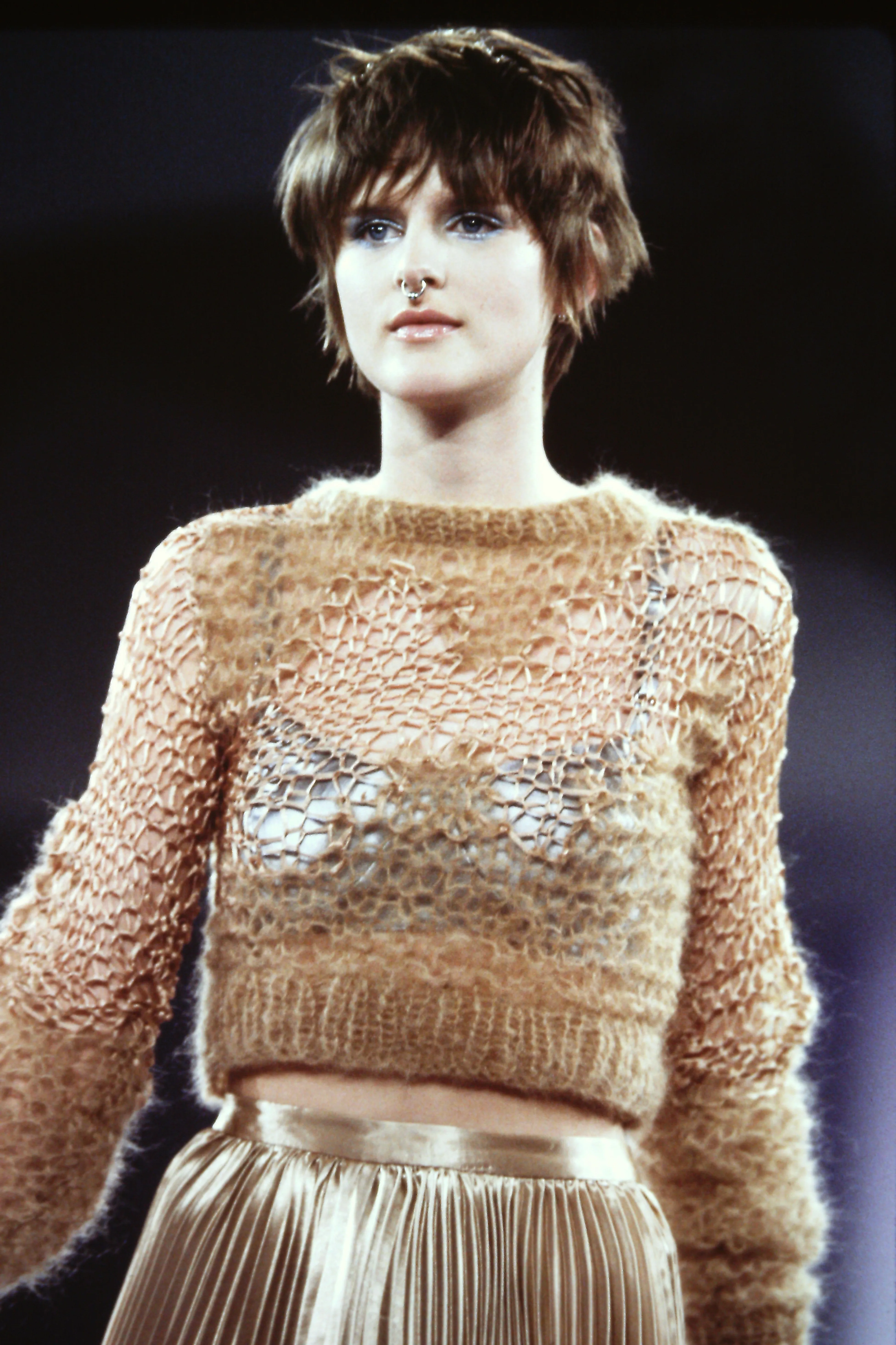 Mohair Tape Yarn Knit Cardigan Annasui