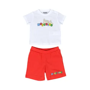 Moschino Kids Baby Boy's White & Red Set of T-Shirt & Bermuda