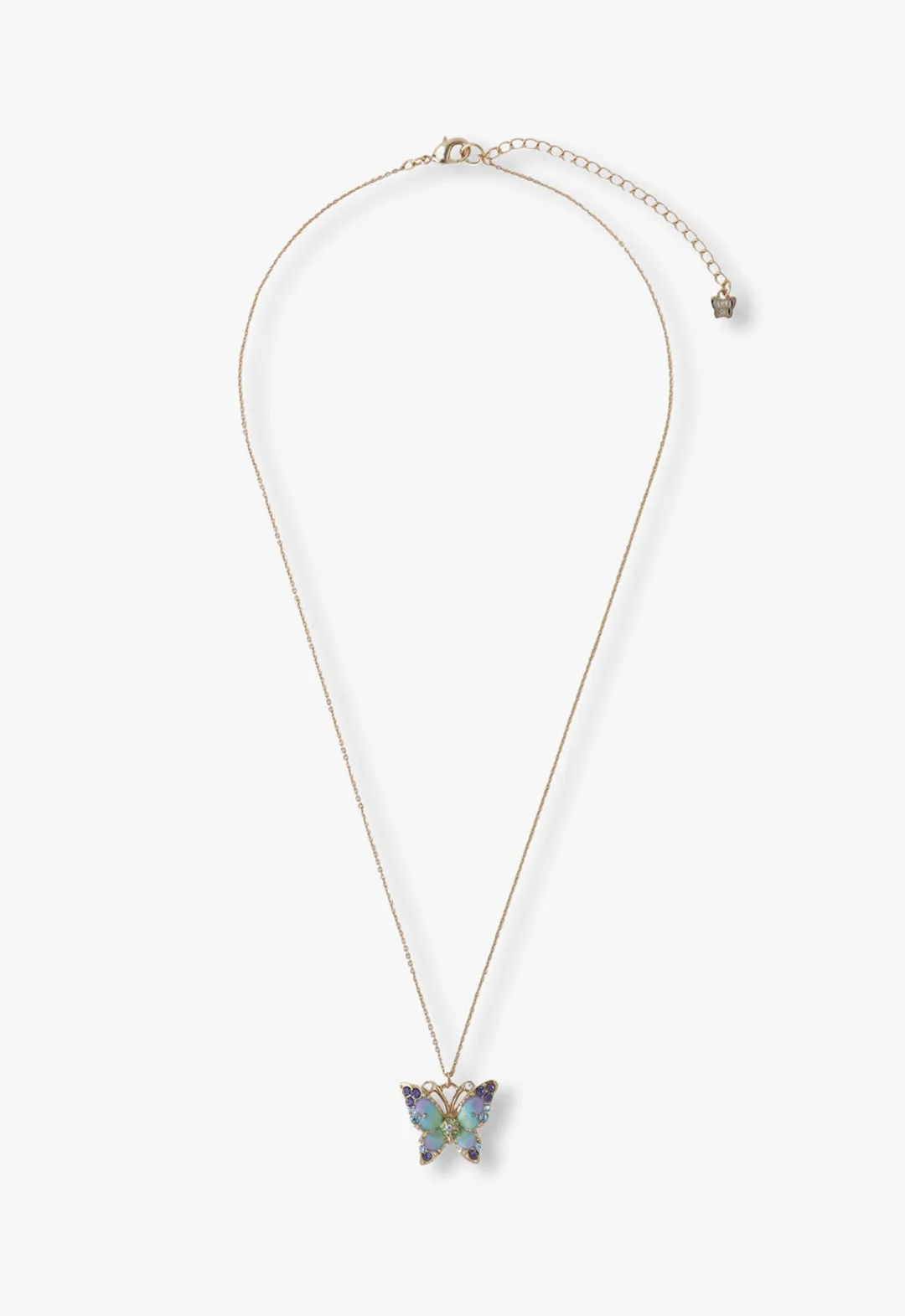 Multi-Colored Butterfly Sparkle Necklace-Gold Annasui