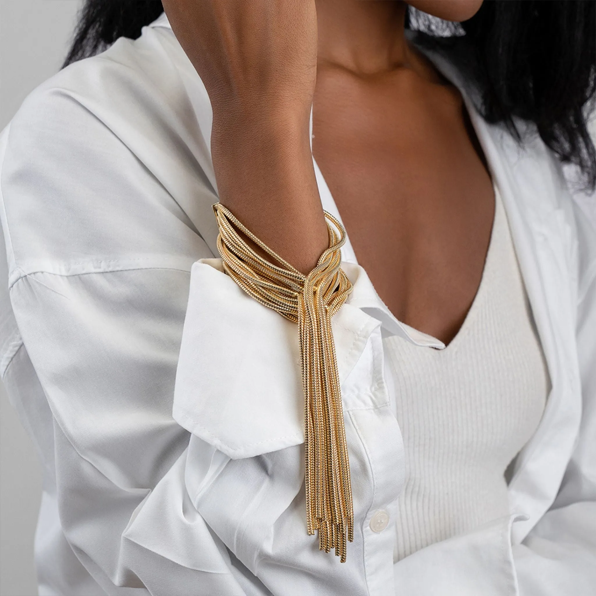 Multi Strand Textured Chain Braceletgold