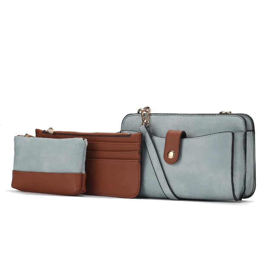 Muriel Vegan Leather Womens Crossbody Bag with Card holder and Small Pouch 3 pieces