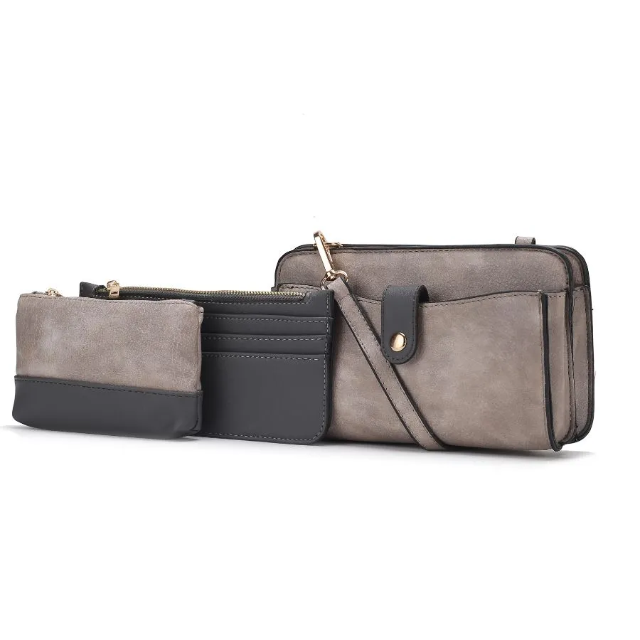 Muriel Vegan Leather Womens Crossbody Bag with Card holder and Small Pouch 3 pieces