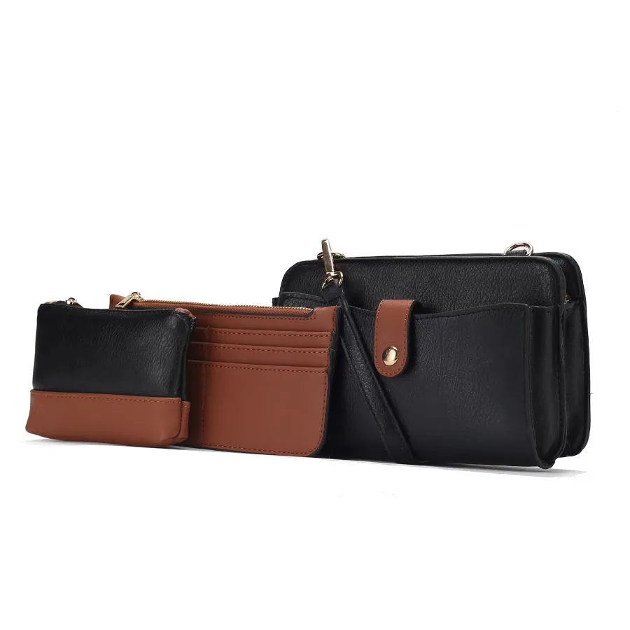 Muriel Vegan Leather Womens Crossbody Bag with Card holder and Small Pouch 3 pieces