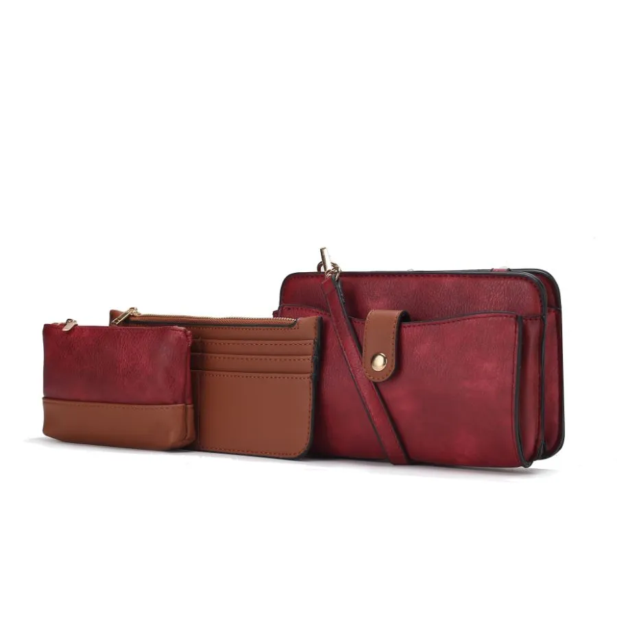 Muriel Vegan Leather Womens Crossbody Bag with Card holder and Small Pouch 3 pieces