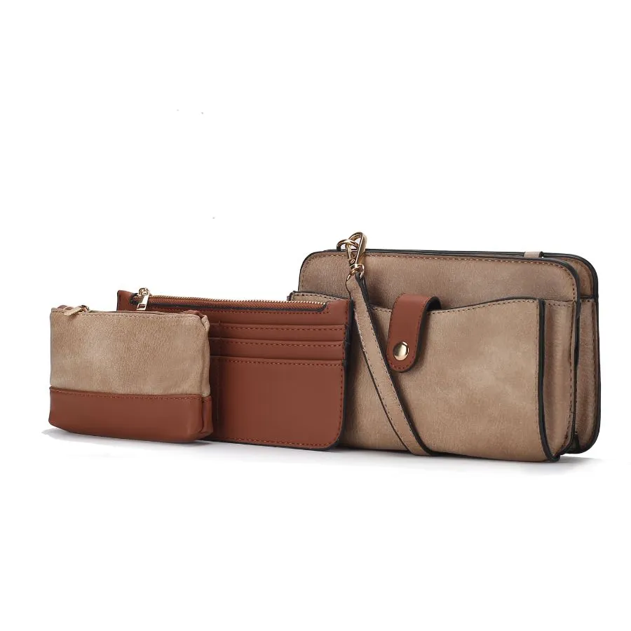 Muriel Vegan Leather Womens Crossbody Bag with Card holder and Small Pouch 3 pieces
