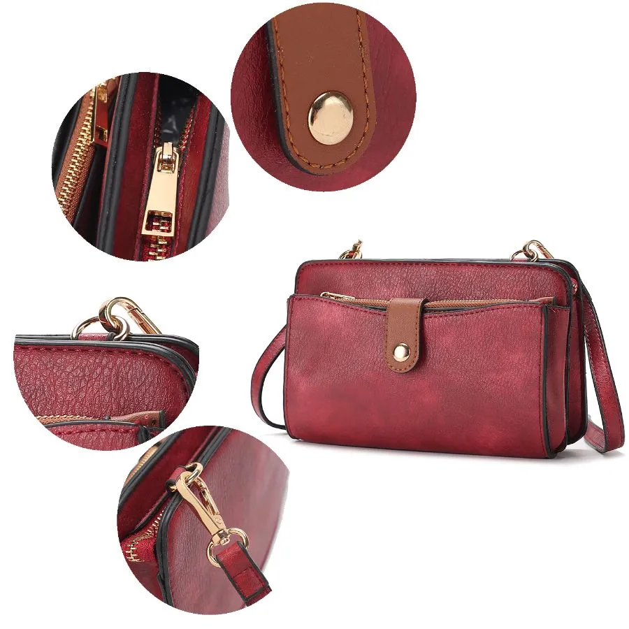 Muriel Vegan Leather Womens Crossbody Bag with Card holder and Small Pouch 3 pieces