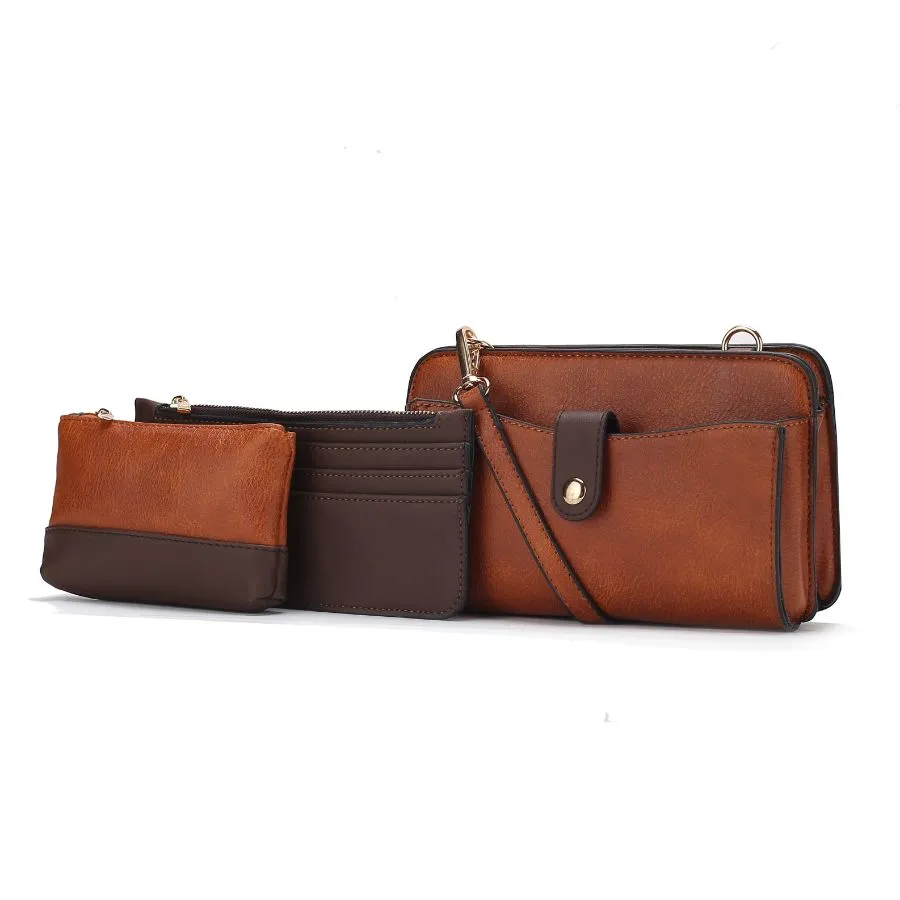 Muriel Vegan Leather Womens Crossbody Bag with Card holder and Small Pouch 3 pieces
