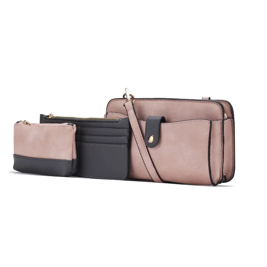 Muriel Vegan Leather Womens Crossbody Bag with Card holder and Small Pouch 3 pieces