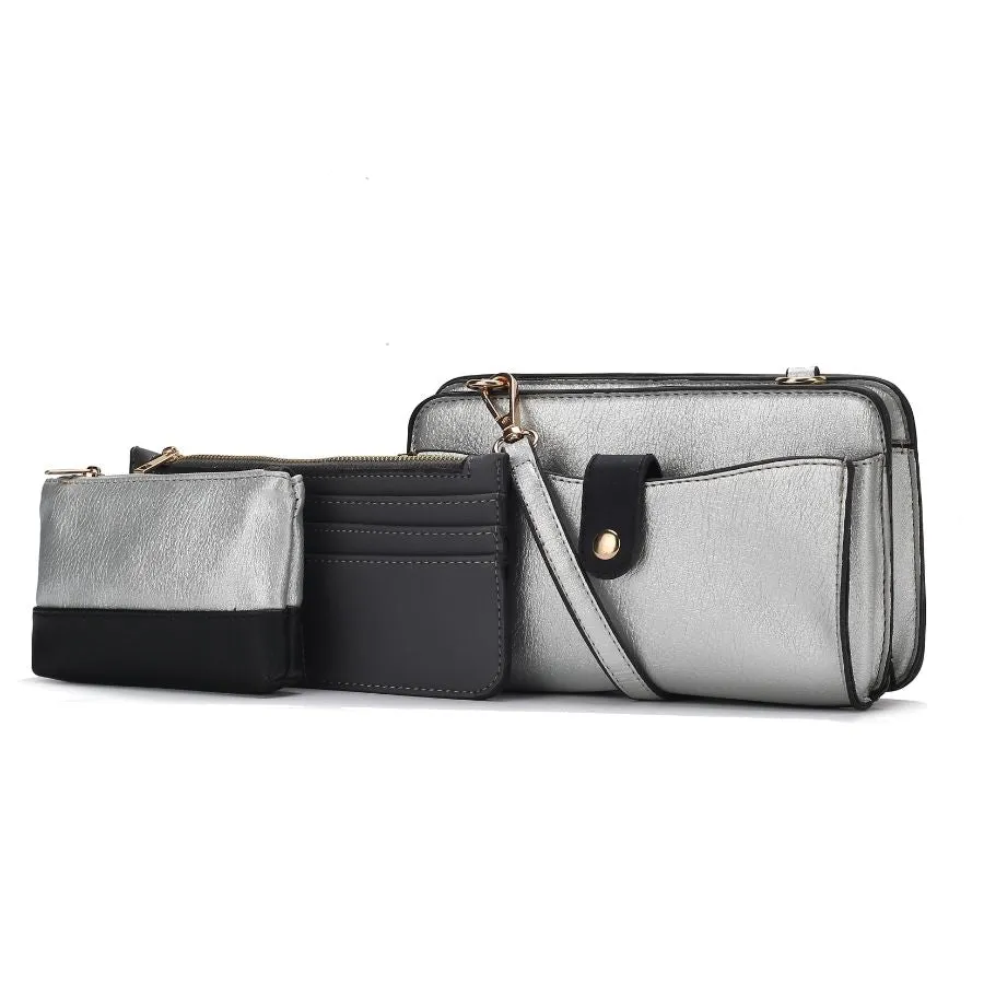 Muriel Vegan Leather Womens Crossbody Bag with Card holder and Small Pouch 3 pieces