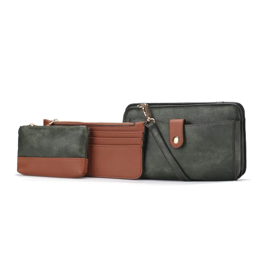 Muriel Vegan Leather Womens Crossbody Bag with Card holder and Small Pouch 3 pieces