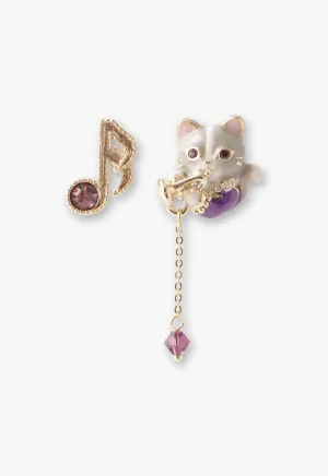 Musical Cat Mismatch Earrings Annasui