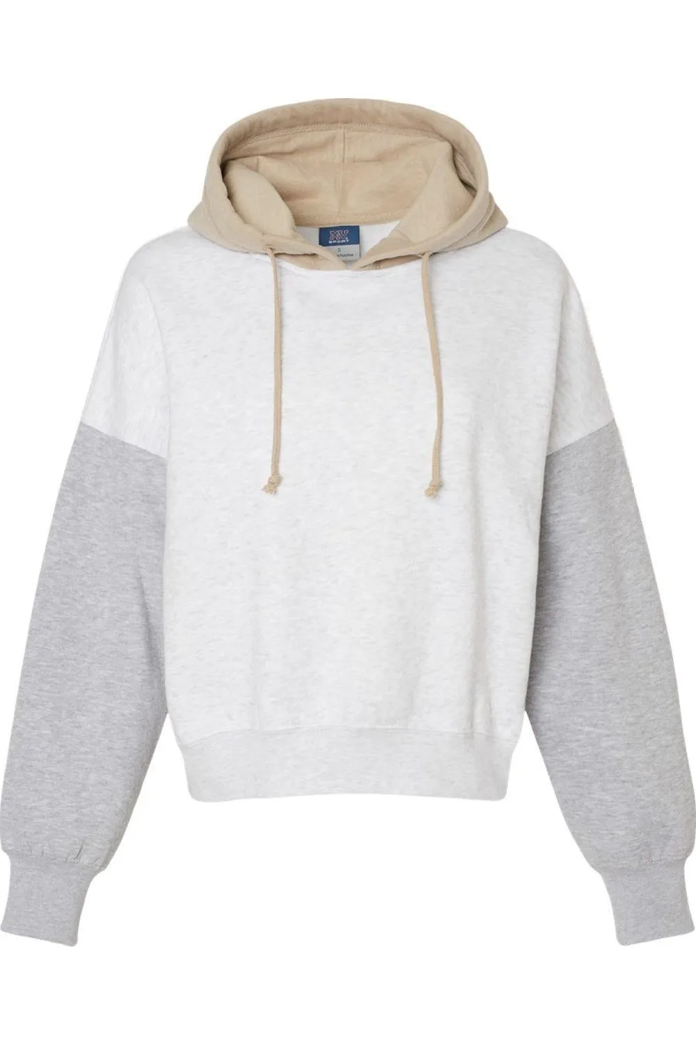 MV Sport Womens Sueded Fleece Colorblocked Crop Hooded Sweatshirt
