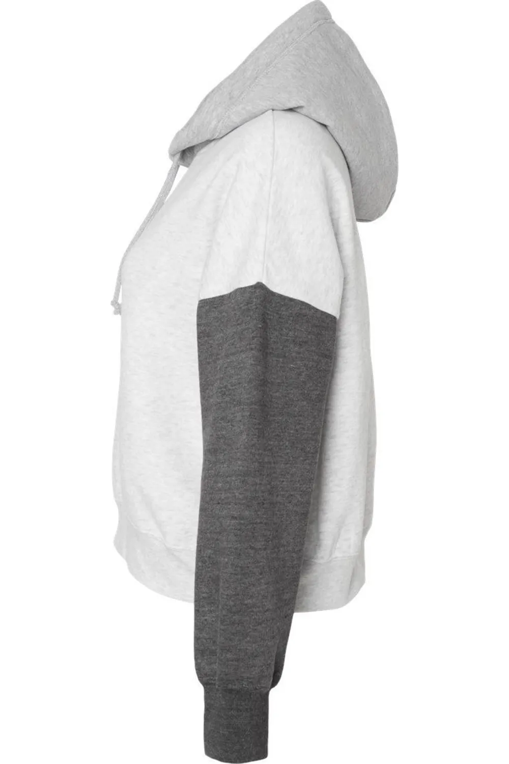 MV Sport Womens Sueded Fleece Colorblocked Crop Hooded Sweatshirt