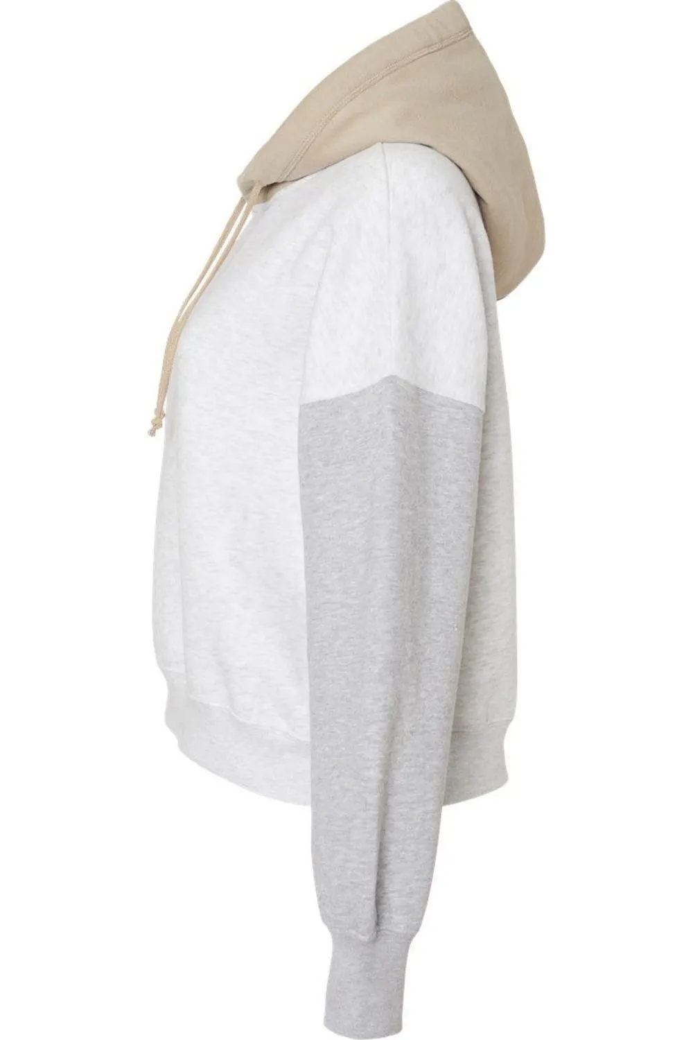 MV Sport Womens Sueded Fleece Colorblocked Crop Hooded Sweatshirt