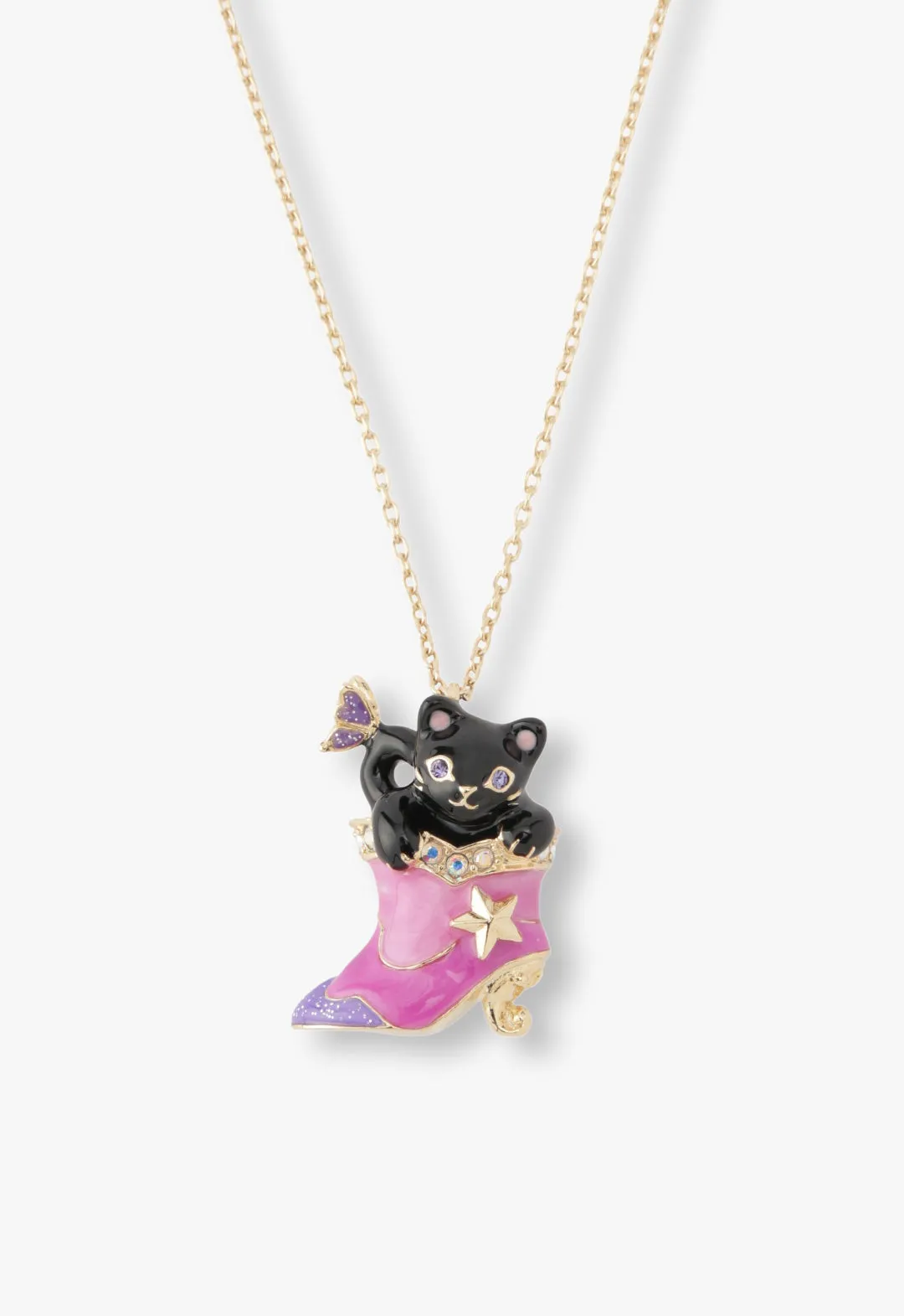 Mystical Cat & Butterfly Boot Necklace Annasui