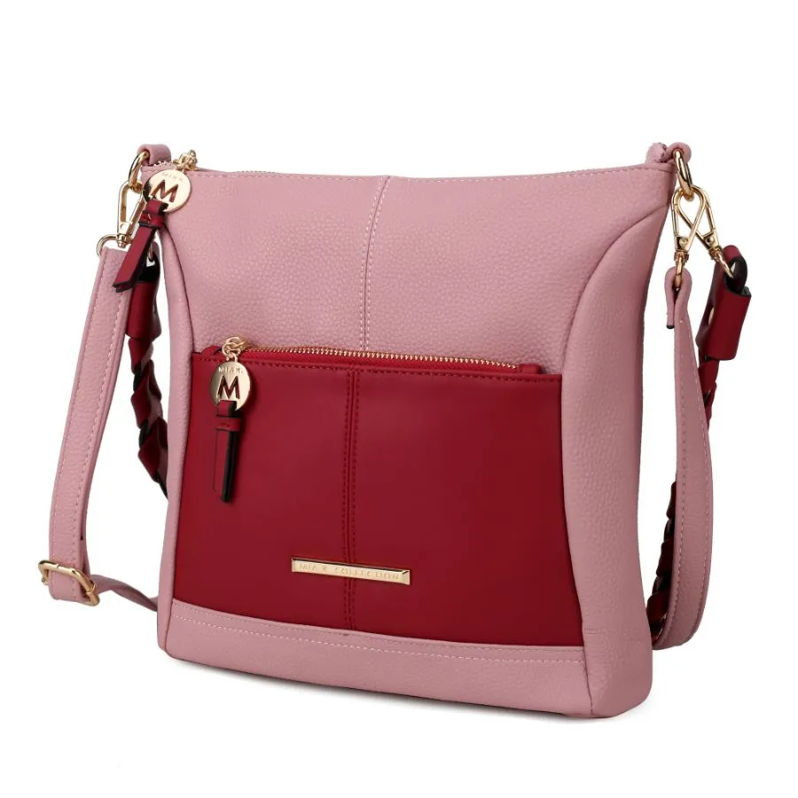 Nala Vegan Color-block Leather Womens Shoulder Bag