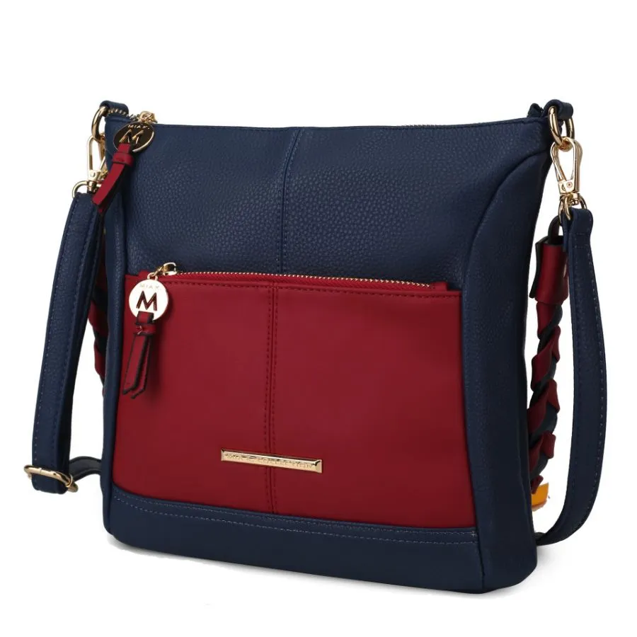 Nala Vegan Color-block Leather Womens Shoulder Bag