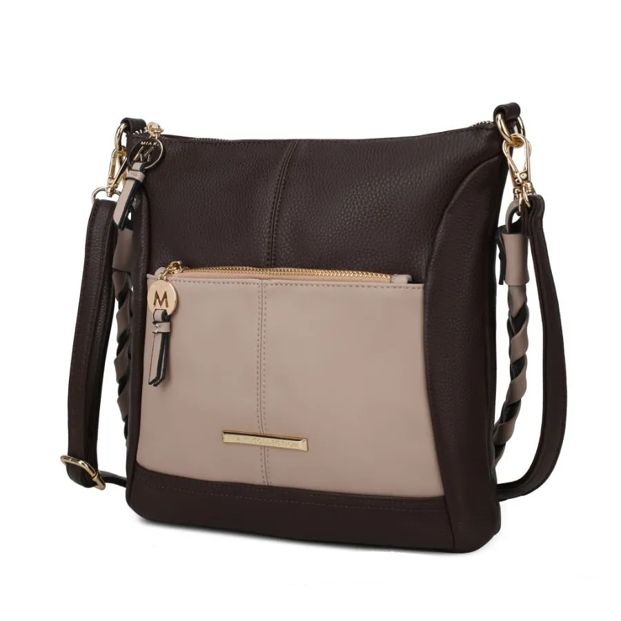 Nala Vegan Color-block Leather Womens Shoulder Bag