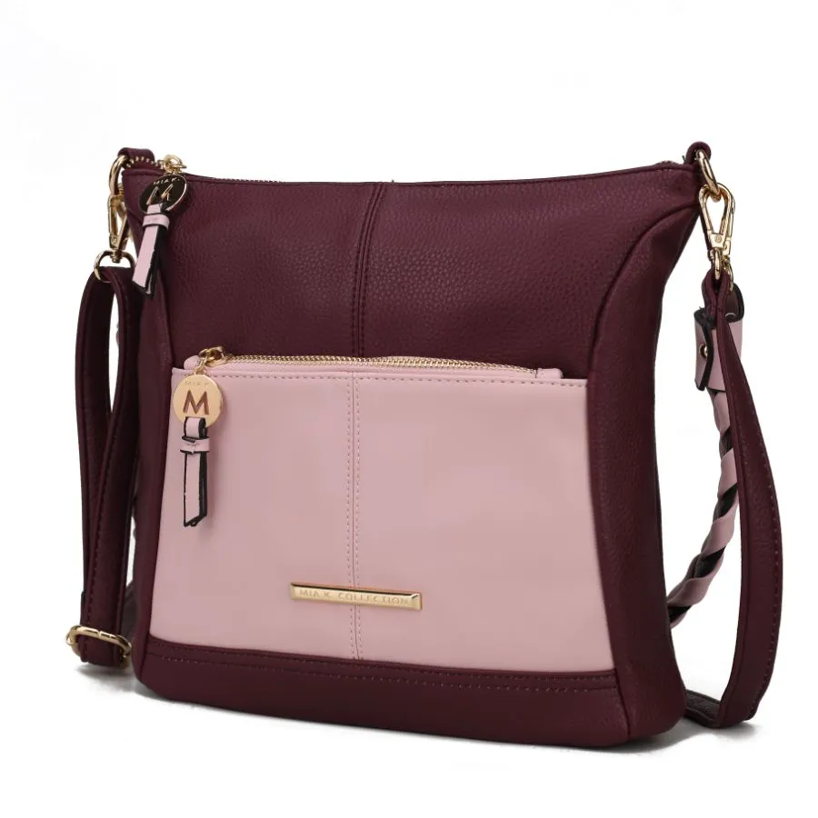 Nala Vegan Color-block Leather Womens Shoulder Bag