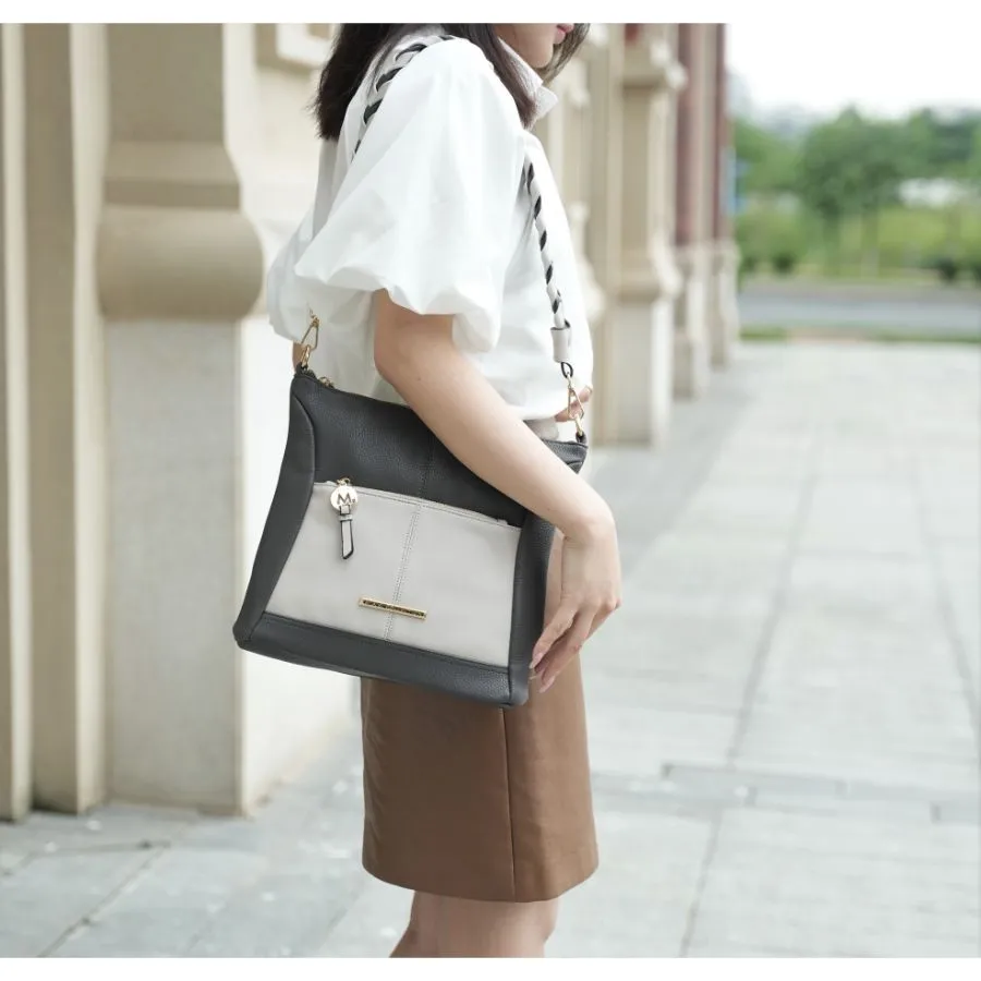 Nala Vegan Color-block Leather Womens Shoulder Bag