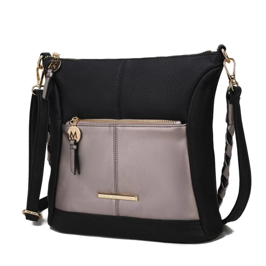 Nala Vegan Color-block Leather Womens Shoulder Bag