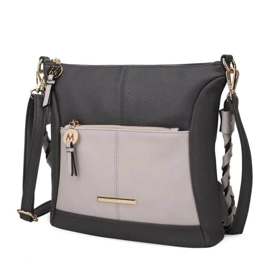 Nala Vegan Color-block Leather Womens Shoulder Bag