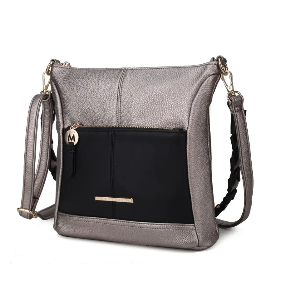 Nala Vegan Color-block Leather Womens Shoulder Bag